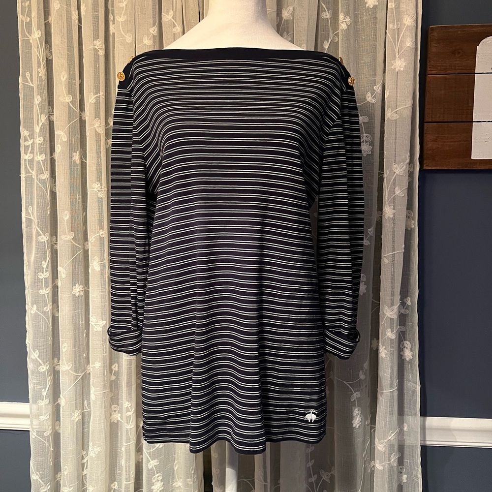 Brooks Brothers Navy/White Boatneck Tunic